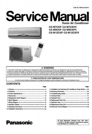 CS-W7CKP, CS-W9CKP, CS-W12CKP, CU-W7CKP5, CU-W9CKP5, CU-W12CKP5